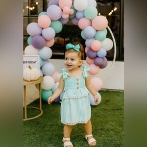 Jessica Simpson Mint Striped Casual Dress Size 6-9 Months